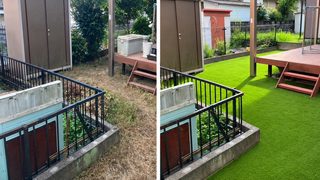 熊本市東区｜雑草対策に人工芝！70㎡のお庭を施工しました